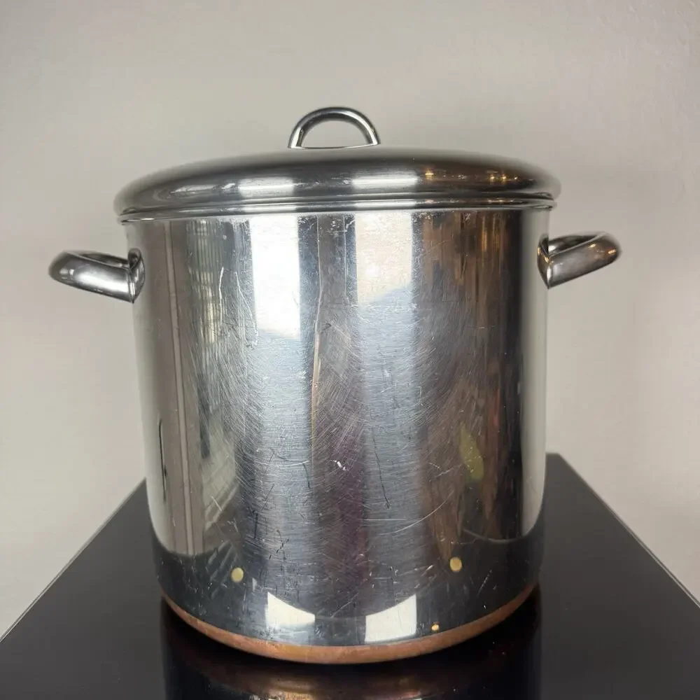 VTG Revere Ware 1801 Copper Bottom 12 Qt Quart StockPot w/ Lid Clinton Illinois